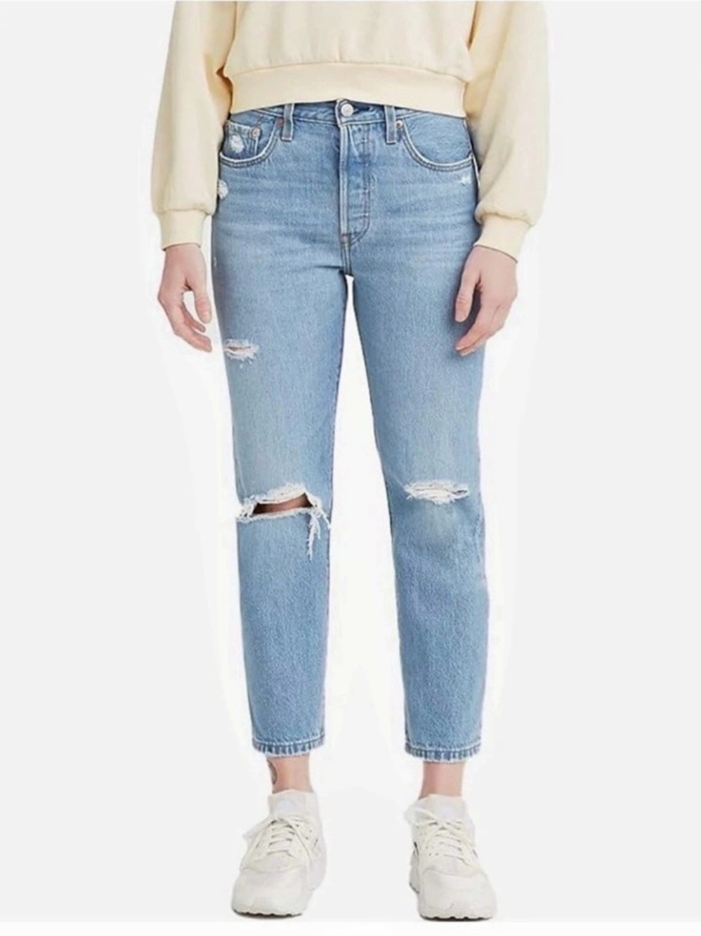 Levi's 501 Distressed Straight Leg Crop Jeans